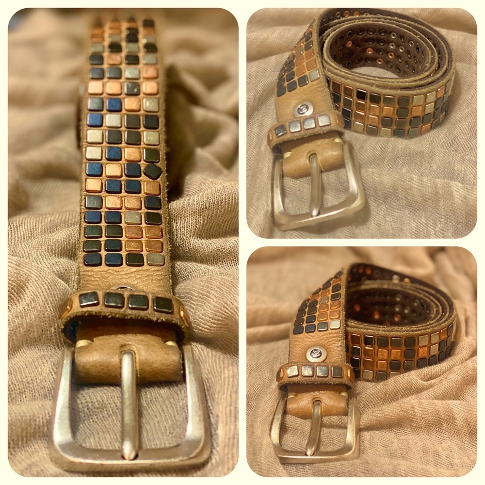 B. Belt Handmade Leather Mixed Rivet Studded Belt